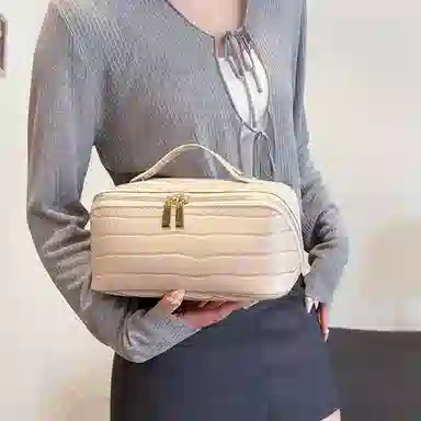 心水好物树皮纹化妆包高级感小众大容量便捷旅行化妆品收纳包洗漱包