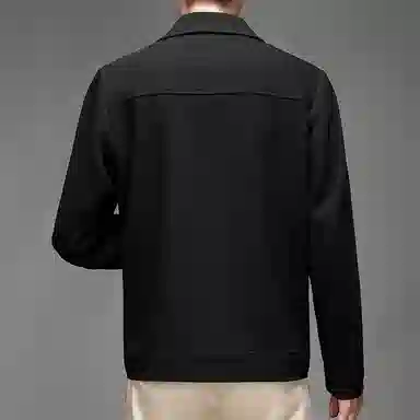 美力城 纯色基础款简约拼接暗扣针织宽松百搭休闲设计感保暖翻领夹克外套 男款