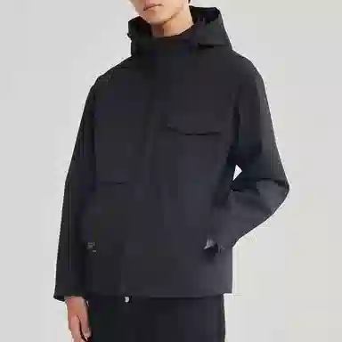 美力城 通勤长袖连帽纯色简约百搭落肩宽松拉链保暖休闲夹克外套 男款