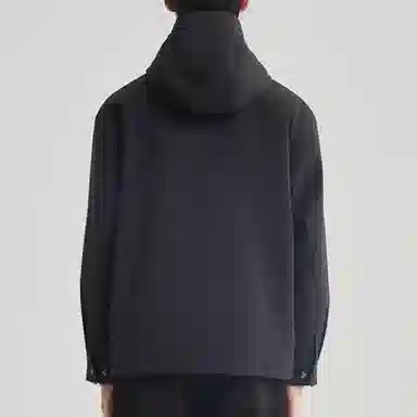 美力城 通勤长袖连帽纯色简约百搭落肩宽松拉链保暖休闲夹克外套 男款