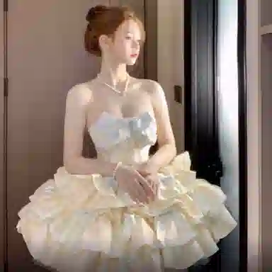 桴生 茶歇法式初恋奶甜蓬蓬蛋糕公主裙女仆风格服饰萝莉装 女款