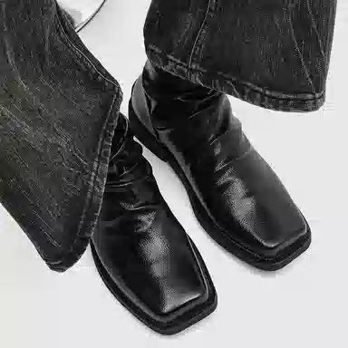 浪莎 秋季英伦风时尚百搭增高方头设计舒适潮流 法式褶皱后拉链复古简约高级感日常通勤 切尔西靴 男款