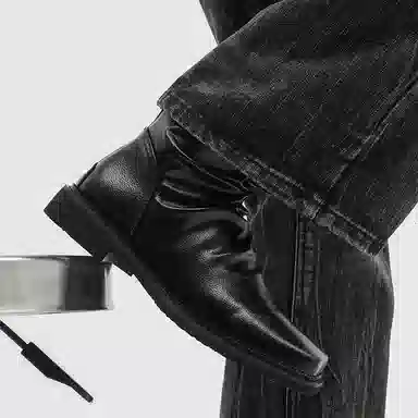 浪莎 秋季英伦风时尚百搭增高方头设计舒适潮流 法式褶皱后拉链复古简约高级感日常通勤 切尔西靴 男款