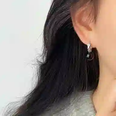 七度银饰 复古简约新中式菱格精致耳扣 礼盒 玛瑙 耳环 女款