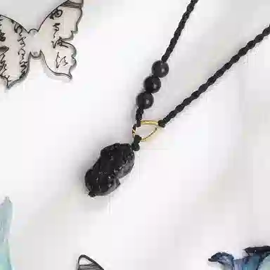金大福 【聚财纳福】招财貔貅 新中式国潮 平安如意 转运上岸小众轻奢精致时尚百搭#好运 黑曜石 项链 男女同款情侣款