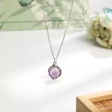 金大福 连荔枝 国潮新中式九紫离火改善磁场能量石极简百搭显白小众高级感设计好运 紫水晶 项链 女款