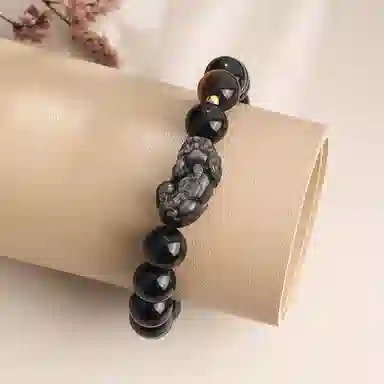 金大福 招财进宝 新中式平安顺遂 国潮吞金兽 财源滚滚 简约潮流复古精致大气#好运 黑曜石 手串 男款