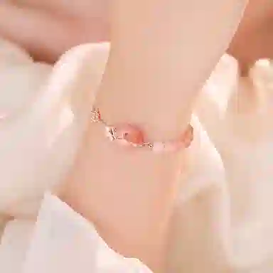 金大福 蝶恋平安扣 新中式小众高级感少女人同心圆蝴蝶设计简约轻奢气质甜美精致平安顺遂招财转运 #好运 玛瑙 手链 女款