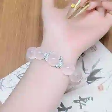 金大福 桃花朵朵 时尚甜美气质浪漫少女粉串珠轻奢精致高级感小众百搭早日脱单招人缘运能量磁场#好运天然 粉水晶 手串 女款