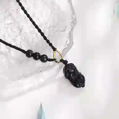 金大福 【聚财纳福】招财貔貅 新中式国潮 平安如意 转运上岸小众轻奢精致时尚百搭#好运 黑曜石 项链 男女同款情侣款