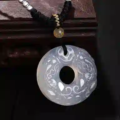 金大福 貔貅平安扣 新中式国潮 吉祥如意招财进宝 晶体通透色泽清爽 吞金兽精雕吊坠锁骨链#好运 玉髓 项链 男女同款情侣款