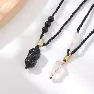 金大福 【聚财纳福】招财貔貅 新中式国潮 平安如意 转运上岸小众轻奢精致时尚百搭#好运 黑曜石 项链 男女同款情侣款