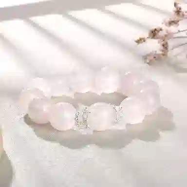 金大福 桃花朵朵 时尚甜美气质浪漫少女粉串珠轻奢精致高级感小众百搭早日脱单招人缘运能量磁场#好运天然 粉水晶 手串 女款