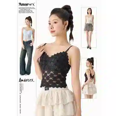 桔内 法式纯欲蝴蝶蕾丝美背带胸垫一体无痕舒适软支撑无钢圈吊带 女款