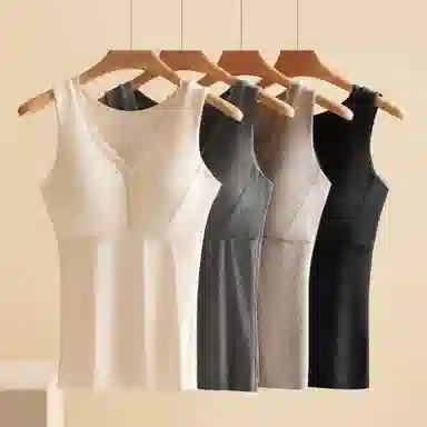 桔内 可外穿打底一体式固定罩杯磨毛保暖上装 女款