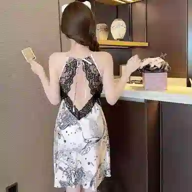 桔内 性感纯欲国风露背无袖吊带带胸垫防凸点睡裙 女款 礼袋装