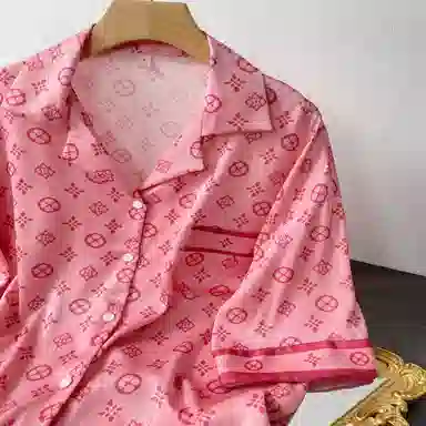 桔内 复古花纹衬衫睡裙 女款