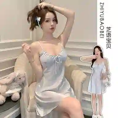 桔内 夏季 轻奢风高级感亲肤凉感带胸垫甜美冰丝薄款夏季性感吊带短裤纯欲蝴蝶结印花家居服可外穿睡衣套装 女款