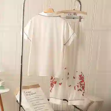 桔内 轻奢高级凉感透气翻领开衫家居服可外穿睡衣套装 女款 红色