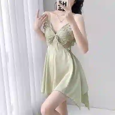 桔内 带胸垫防凸点法式纯欲甜美无袖吊带家居服可外穿睡裙 女款 礼袋装