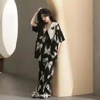 桔内 简约休闲梭棉丝绸睡衣套装 女款