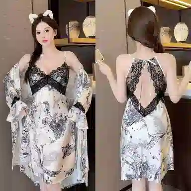 桔内 性感纯欲国风露背无袖吊带带胸垫防凸点睡裙 女款 礼袋装