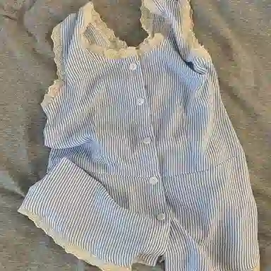 桔内  舒适透气大码无袖吊带 睡衣套装 女款