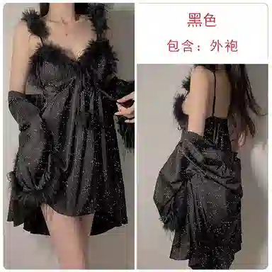 桔内 纯欲低胸加胸垫丝滑缎面睡裙 女款