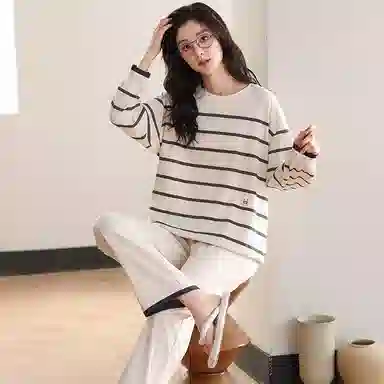 桔内 套头家居服透气纯色简约睡衣套装 女款