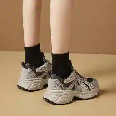 织物合成革 厚底时尚百搭休闲鞋款 减震耐磨增高 低帮 老爹鞋 女款