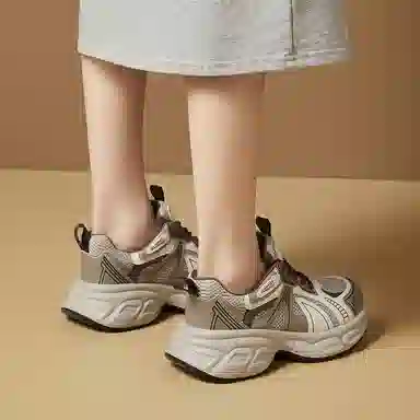 织物合成革 厚底时尚百搭休闲鞋款 减震耐磨增高 低帮 老爹鞋 女款