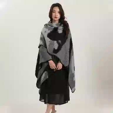 北极绒 高级感保暖针织慵懒风气质外搭斗篷 披肩 女款