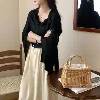 北极绒 潮流夏季薄款开衫带扣外搭防晒空调办公室空调衫 披肩 女款