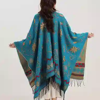 北极绒 民族风外搭斗篷新疆西藏云南旅游拍照披风 披肩 女款