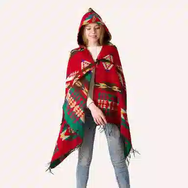 北极绒 民族风外搭披风旅游拍照 披肩 女款