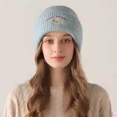 北极绒 秋冬韩系可爱小狗加厚保暖显脸小包头帽冷帽 再生涤纶 绒线帽 男女同款情侣款