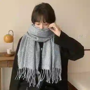 北极绒 秋冬新款网红韩版潮流简约高级感加厚保暖高级感 绒线围巾 男女同款情侣款