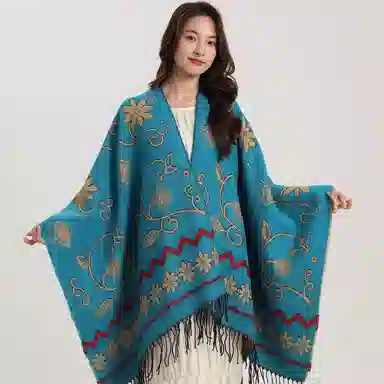 北极绒 民族风外搭斗篷新疆西藏云南旅游拍照披风 披肩 女款