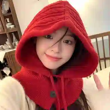 北极绒 简约纯色巴拉克拉法帽冬秋一体帽保暖包头护耳针织加厚百搭 腈纶 斗篷帽 女款