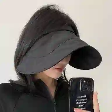 北极绒 潮流百搭夏季可折叠空顶遮阳防紫外线透气时尚户外大帽檐太阳蛋卷帽 聚酯纤维 防晒帽 男女同款情侣款