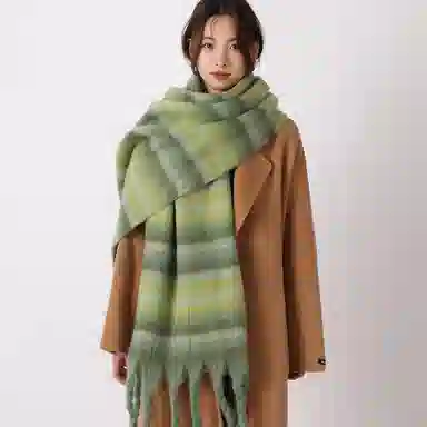 北极绒 高级感复古格子秋冬季保暖防寒 绒线围巾 男女同款情侣款