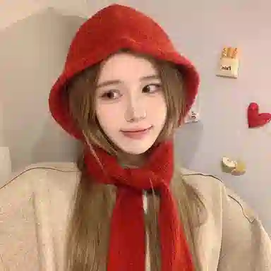 北极绒 巴拉克拉法帽秋冬季韩版显脸小围巾一体保暖护耳 涤纶 绒线帽 女款