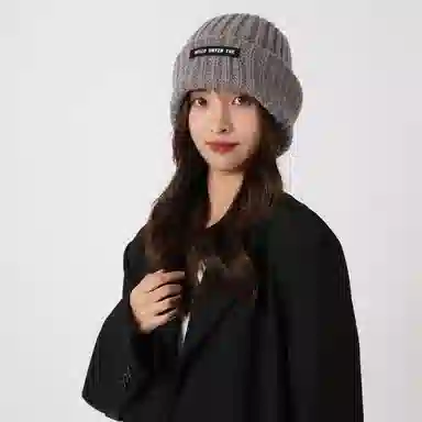 北极绒 大头围毛线冬季显脸小针织 聚酯纤维 绒线帽 男女同款情侣款