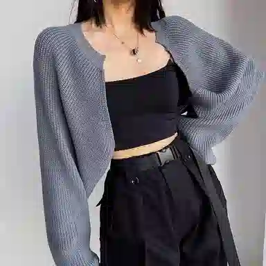 北极绒 韩版针织外搭开衫镂空坎肩罩衫外套长袖 披肩 女款