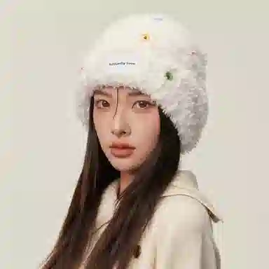 北极绒 毛绒针织加厚保暖护耳毛茸茸 聚酯纤维 绒线帽 男女同款情侣款