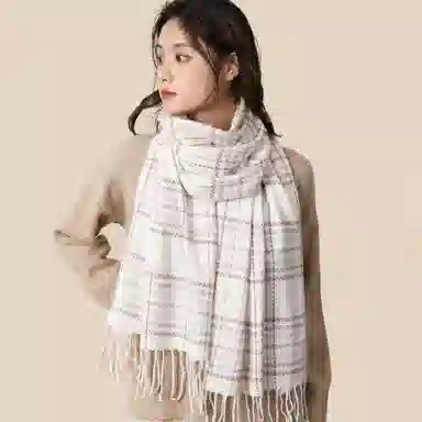 北极绒 韩版时尚秋冬加厚保暖流苏氛围感百搭围脖 聚酯纤维 绒线围巾 男女同款情侣款
