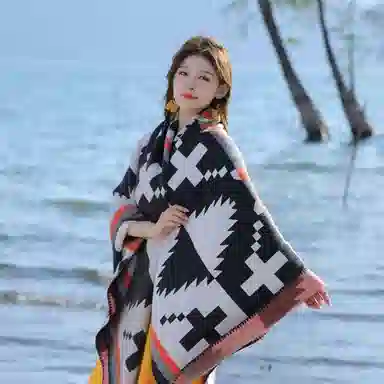 北极绒 明星同款 旅行拍照外搭 披肩 女款