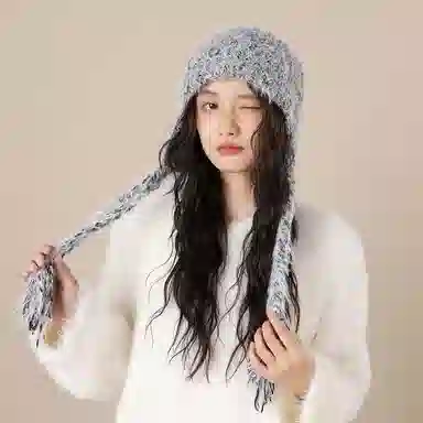 北极绒 潮流韩版小众设计感保暖百搭时尚大头围显脸小帽 聚酯纤维 绒线帽 男女同款情侣款