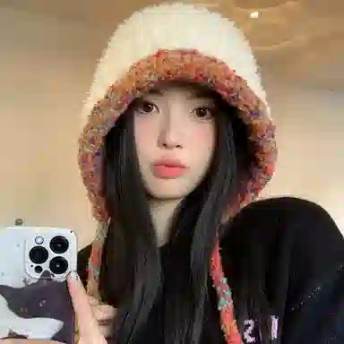 北极绒 手工大头围毛绒针织秋冬加厚保暖显脸小 聚酯纤维 绒线帽 女款