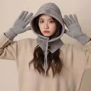 北极绒 红色针织冬季加厚保暖加长可触屏分指防冻骑行五指韩版 腈纶 绒线手套 男女同款情侣款